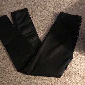 Black half leather pants